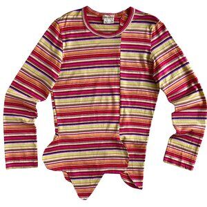 VINTAGE COMME DES GARÇONS MULTICOLOR STRIPED COTTON LONG SLEEVE T-SHIRT TOP SMAL